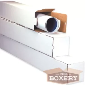 3x3x43 White Corrugated Square Mailing Tubes - 50 Count Shipping Tubes