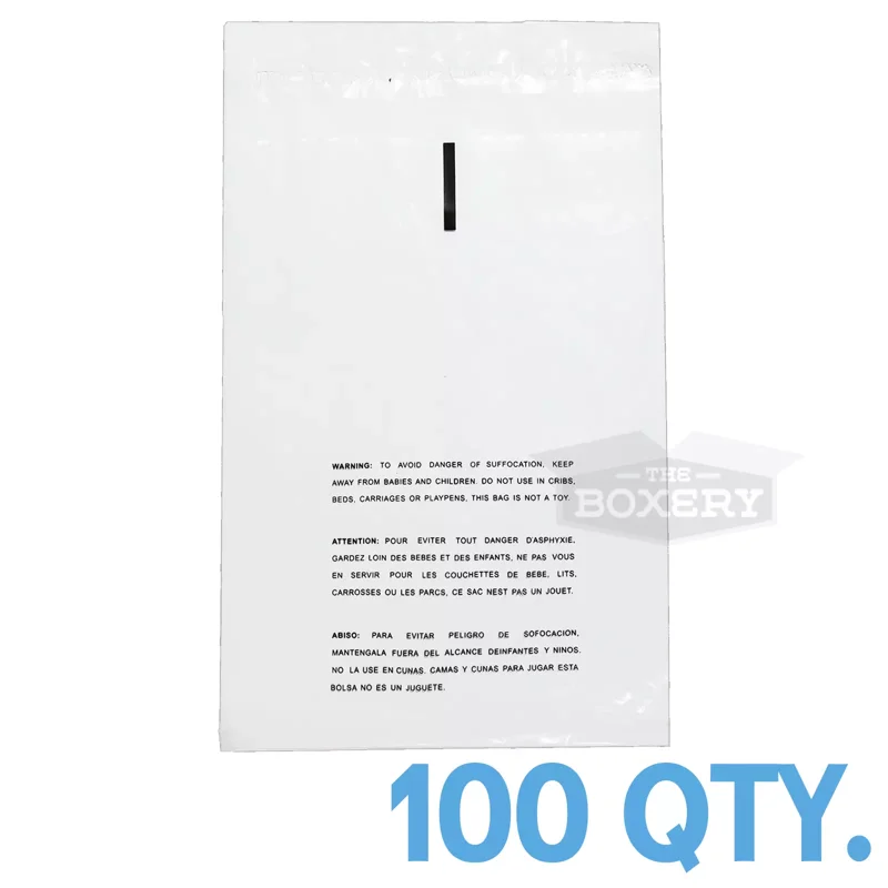 9x12 Suffocation Warning Poly Bags, Self Seal, Clear 1.5 mil - 100 Count