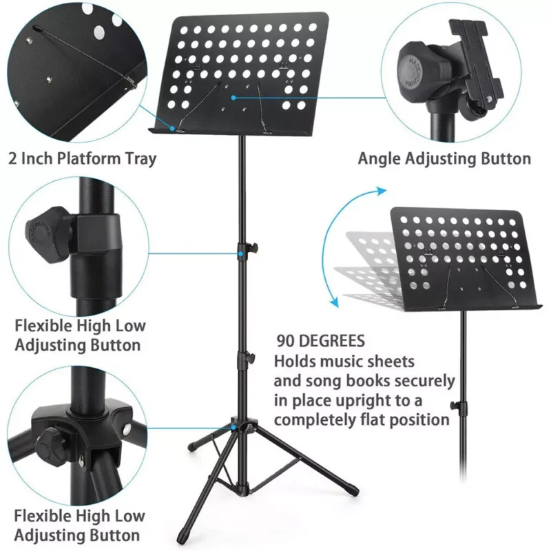 Heavy Duty Orchestral Music Stand Adjustable Sheet Stand Portable Tripod Base US - Image 4